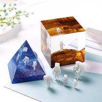 Qiulan diy crystal drop filler space astronaut Planet effect stereo 3D model Mini