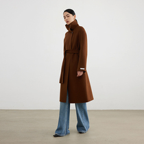 Double-sided cashmere coat black wool in autumn 2022 Winter waist collar Hepeng stroke long coat in the wind