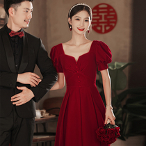 Toast to the bride little subs 2022 new summer velvet engagement gown women can wear design feel thin