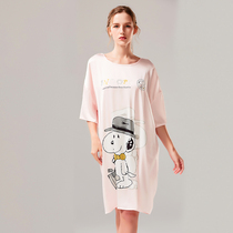Baiyati 2021 summer new womens home clothes pajamas long large T-shirt night dress cute short-sleeved boyfriend style