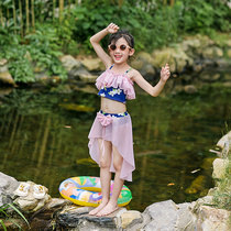 Childrens swimsuit 2021 new split fashion girl swimsuit little princess skirt super Foreign Air