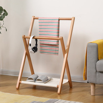 Beech Wood Floor Children Clothes Hat Rack Pants Containing Shelf Foldable Wooden Bedside Bedroom Room Bedside Hanging Hanger