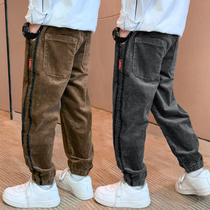 Boys' pants autumn winter 2022 new winter clothing for children with velvet corduroy trousers thickened casual pants