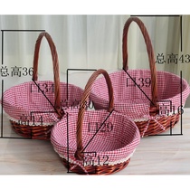 Fruit blue fruit basket gift wicker fruit basket portable rattan wicker round picking gift props shopping