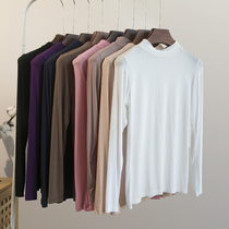 Modal half high collar inner collar thin Hong Kong long sleeve slim slim base shirt coat women long sleeve T-shirt