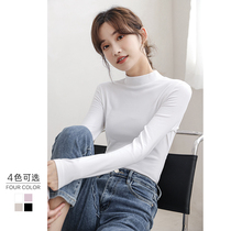 Modal half high collar base shirt Women in autumn and winter 2021 mid-collar plus velvet long sleeve T-shirt sweater top