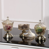 European candy canned jewelry ornaments Crystal glass decorative utensils Coffee table Living room dining table three-piece decoration