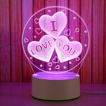 Love romantic girl ins lighting 3D Net Red Night Light led table lamp creative love night light bedroom bedside