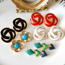 vintage overseas custom antique modern replica Joker enamel gold-plated hypoallergenic 925 stud earrings