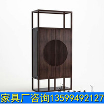Villa bedroom storage wardrobe new Chinese hotel apartment wardrobe solid wood Zen bookcase drawer double open wardrobe