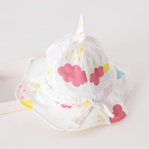 Baby hat summer thin sunscreen hat sun hat female baby Princess breathable fisherman hat adjustable cotton summer