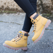 Spring Korean version of Big Boy Boy 11 British 12 students trendy shoes high-end leather 13 Martin boots 15-year-old yellow boots