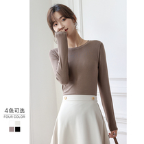 Round neck base shirt women 2021 Autumn Winter New slim body long sleeve black and white knitted shirt T-shirt shirt