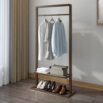 Bedroom Walnut solid wood coat rack Floor-to-ceiling simple hanger Modern simple clothes storage storage household