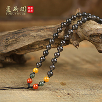 Hand-woven ice obsidian chain pendant lanyard Jade Buddha gold pendant men and women beeswax Amber rope
