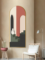 Nordic abstract porch decorative painting Morandi vertical corridor hanging painting into the house aisle murals creative living room painting