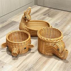 Willow basket, bamboo basket, rattan storage basket, egg creative tableware, fruit plate, elephant pig, deer, animal ornament tray