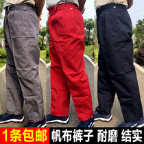Canvas work pants Wear-resistant labor insurance pants Mens work clothes pants Auto repair mens pants overalls Chef plaid pants