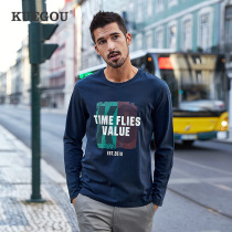 Special price] Mens long sleeve T-shirt male spring pure cotton round collar compassionate fashion Alphabet Printed Blouse Tide 88034