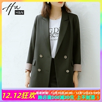 Black chic little suit coat female Korean version loose and British style lump sum folk casual net red suit female top