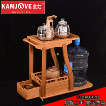 Good day Bamboo mobile tea table with wheels Simple tea cart Kung Fu tea set Household induction cooker tea tray set