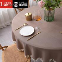 LXRXDD Roundtable Table Cloth Waterproof Oil-proof Washing Nordic Household Fabric Network Red in Small Red Circular