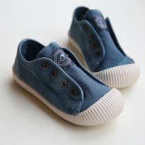 Korean childrens canvas shoes a pedal spring and summer autumn mens and womens shoes flat baby cloth shoes soft bottom white shoes