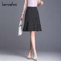  Polka dot skirt womens 2021 new high waist hip short skirt thin fashion a-line chiffon fishtail skirt summer thin section