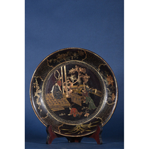 Collection of old wood tire Gold Gold lacquerware character story reward plate-ZT10071