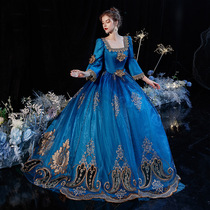 22 new European-style court costumes lake blue retro studio photo photo drama performance British princess dress