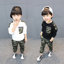 Male baby spring suit 0-1-2-3 years old Korean version of childrens handsome camouflage clothes 2021 new childrens foreign summer