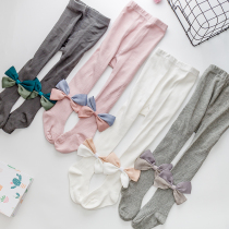 Childrens pantyhose spring and autumn girl leggings little girl cute big bow baby socks