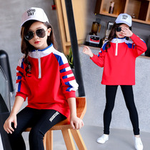 Girls sweater autumn 2019 new girls spring and autumn models large childrens western-style top childrens hoodie tide childrens clothing