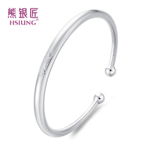 Bear Silversmith 999 sterling silver bracelet female new garlic opening glossy simple lettering bracelet bracelet for mother