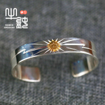 Blind Griffin Sai Taro Sun Printing Lightning Ray Bird Bracelet Hand Re - engraved 925 silver