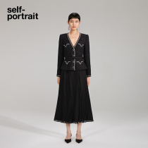 (中国胶囊系列)self-portrait 2022秋冬经典黑假两件连衣裙长裙