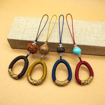 Hand-woven mobile phone lanyard ring buckle finger pendant chain Male personality creative female short Chinese style King Kong Bodhi lightning strike wood turquoise hanging hand pendant finger buckle braided rope