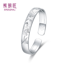Silver bear silversmith silver S999 sterling silver bracelet women ethnic style adult bracelet Jasmine retro open bracelet