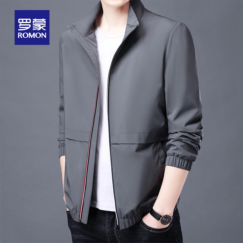 Romon jacket mens 2021 spring youth business casual lapel top clothing trend Korean version of mens jacket