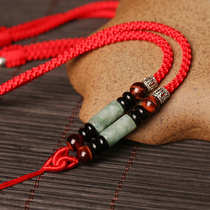 Red rope silver with rope Jade Jade jade pendant lanyard rope chain rope male and female Tiger Eye Stone adjustable