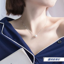 A pearl necklace Female sterling silver cold wind necklace Female clavicle chain Female simple temperament pearl pendant Female single