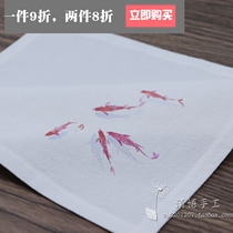 Handkerchief ladies carry sweat-absorbing cotton handkerchief Chinese style to give away sweat to wipe custom name printing logo Koi style