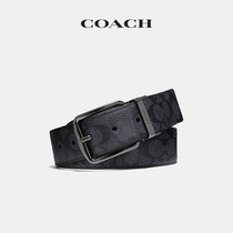 Coach Coco-wide Mens wide Harness belt bifacial carbon grey 100 hitch