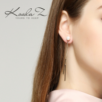 South Korea minimalist Joker long round bead metal tassel temperament earrings ear clip earrings earrings ear clip without ear hole female personality geometry