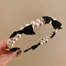 Spring light and luxury design sentiment Korean butterfly knot gas simple pearl hair card hair band red new girl in 2021