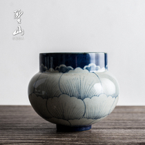 Shengshan antique blue and white handmade tea wash retro coarse pottery dregs household kung fu water ceramic water Tea ceremony zero match