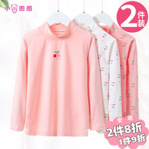 2 fitting children half height collar bottom shirt 2020 autumn winter new foreign air autumn clothes girl pure cotton middle collar blouse