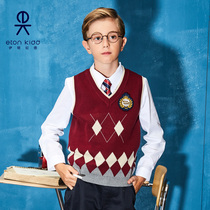 Eaton Gide school uniform student V-collar vest rhomboid men and women Middle and children knitted cotton waistcoat 10B006