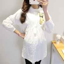 Pregnant Woman Shirt 2022 Spring Autumn Clothes Pregnant pregnant women Lining Clothes in Long Fashion Dolly Shirt Professional Blouse Pregnant Women Suit Summer