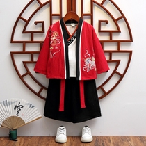 Hanfu boys Chinese style spring and autumn ancient costume Chinese medicine suit three-piece thin long sleeve Tang suit childrens performance suit